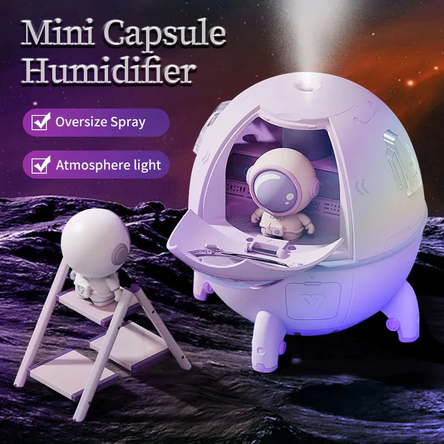 Space Capsule Air Humidifier USB Plug in Rechargeable Mist