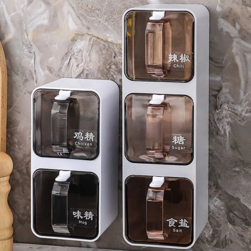 Wall-mounted Seasoning Box Spice Rack Container Set