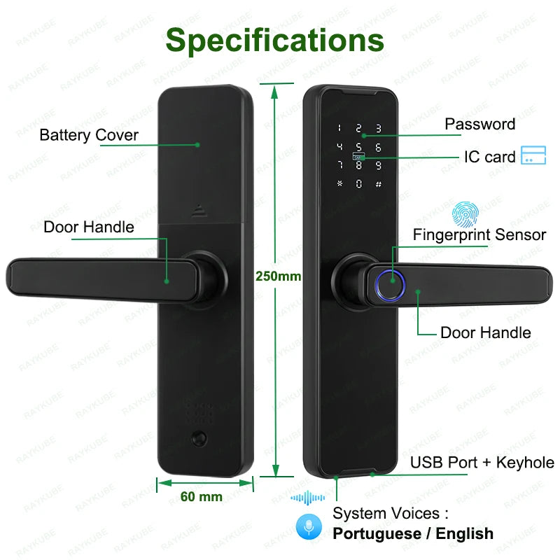 Biometric Fingerprint Door Lock K7 Pro+ Smart Lock