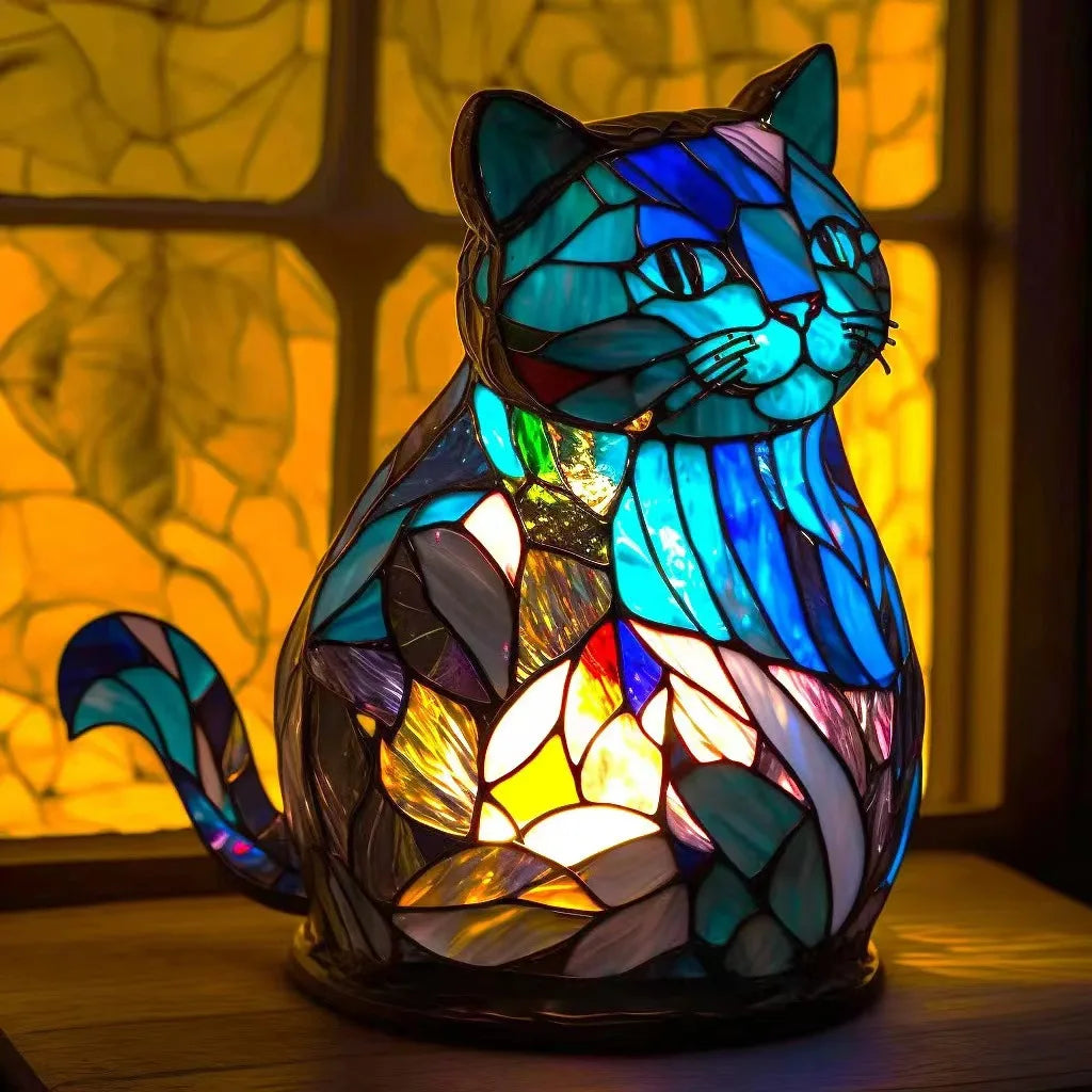 Home Decoration Desktop Lamp Cat Ornament Resin Figure