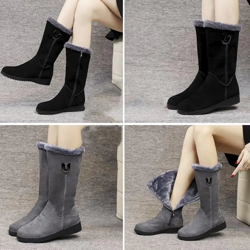 Women's Winter Snow Boots Soft Fleece Lined Waterproof Vintage Wedge