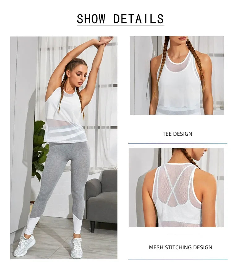 Women's Mesh Yoga Shirt Sport Top