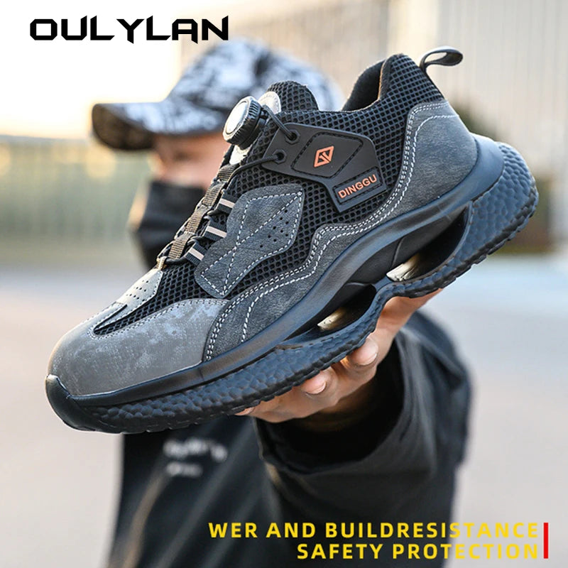 Men Steel Toe Anti-smash Puncture-Proof Protective Shoes