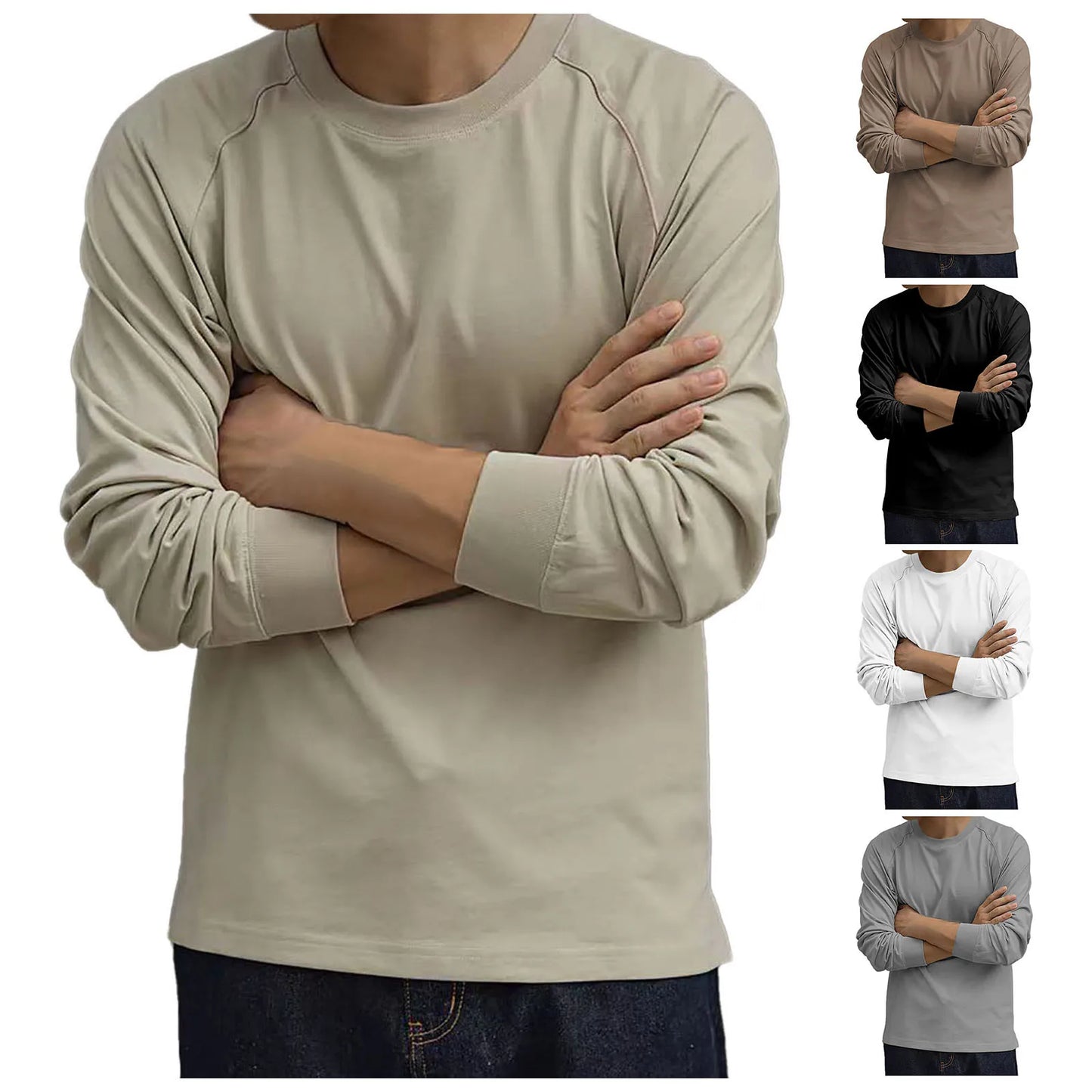 Men's Big and Tall Cotton Insert Long Sleeved T Shirt