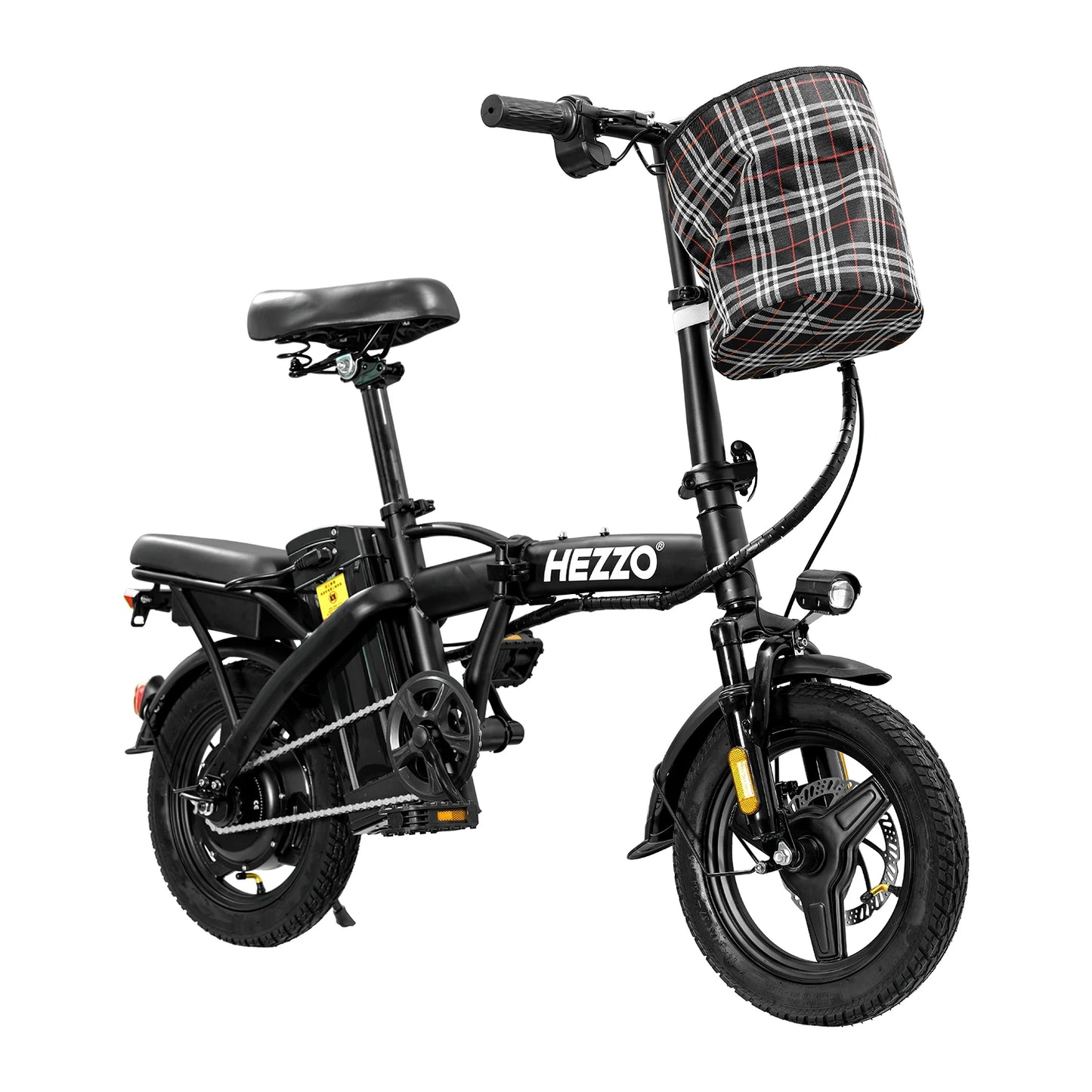 Hezzo Bicycle Foldable Electric Bike W/ Seat & Basket