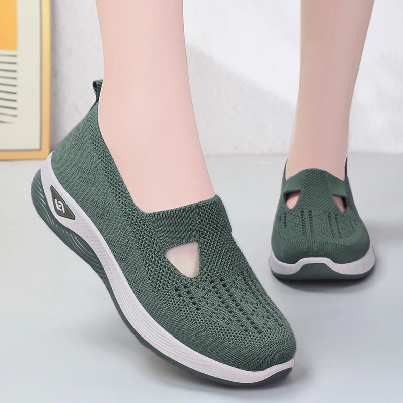 New Comfort Casual Women's Soft Sole Breathable Hollow Out Flat Shoes