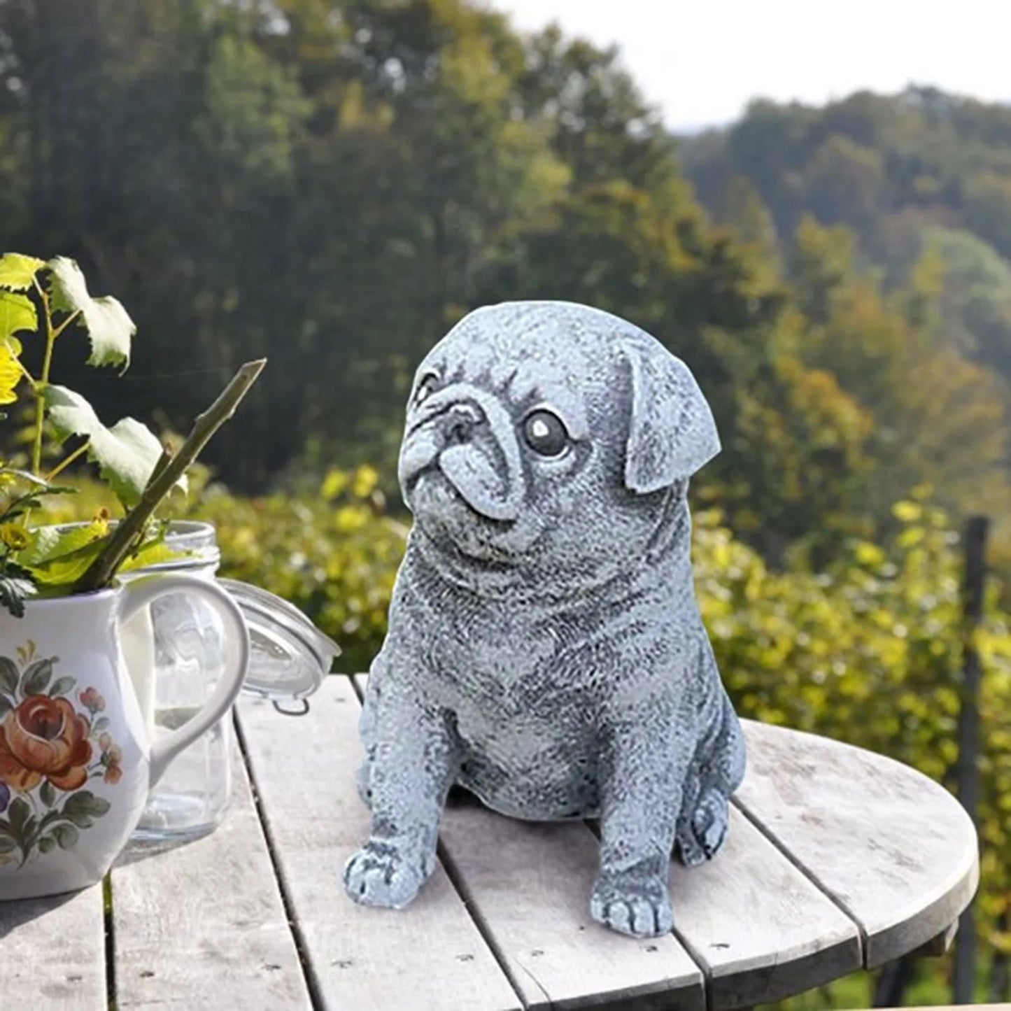 Cute Garden Pug Dog Statue