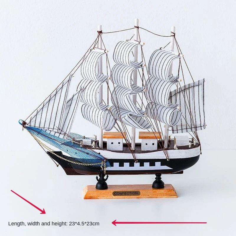 Nautical Wooden Sailboat Model Decoration