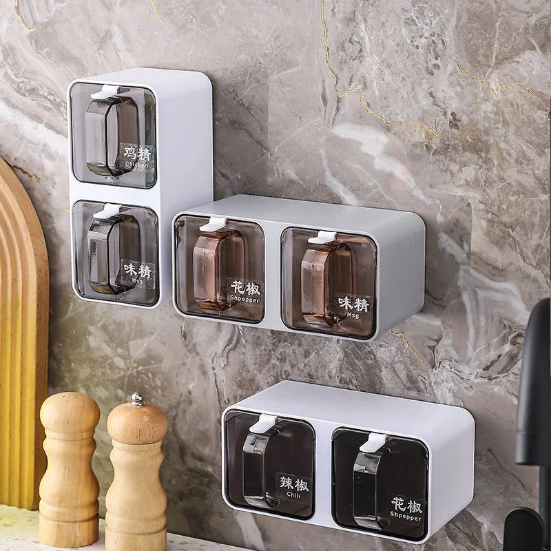 Wall-mounted Seasoning Box Spice Rack Container Set