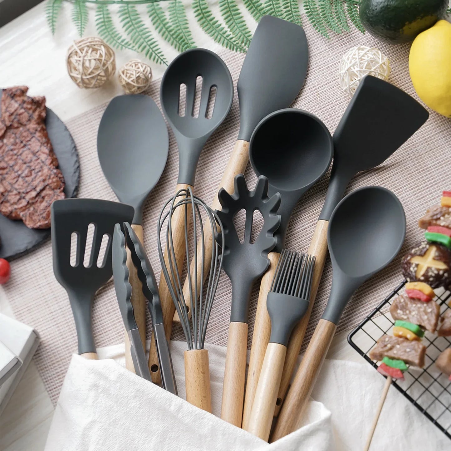 Silicone Non-Stick Kitchenware Cookware Utensils Set