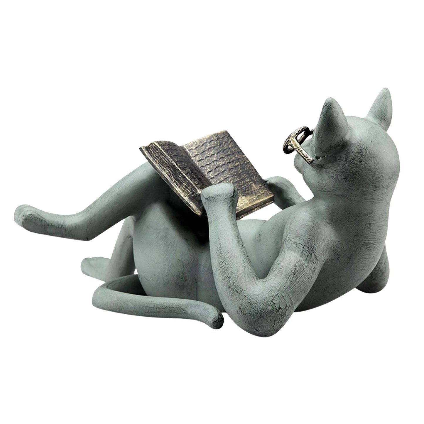 Miniature Reading Glasses Cat Literature Read Figurine