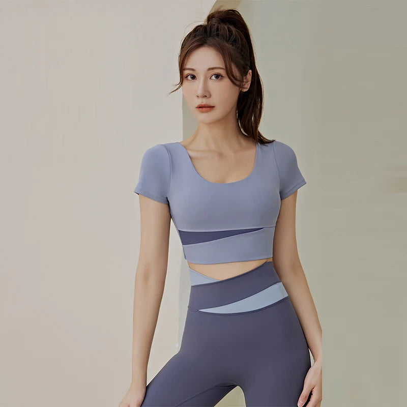 Women 2 Pcs Gym Set Sports Crop Top and Leggings