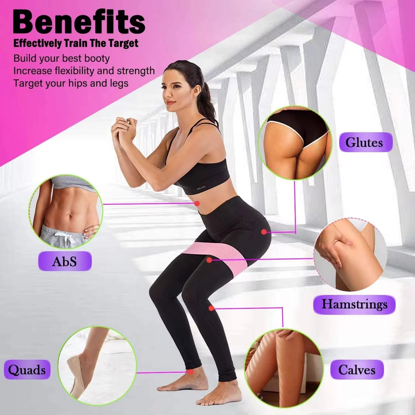 New Elastic rubber resistance bands for yoga and gym workouts