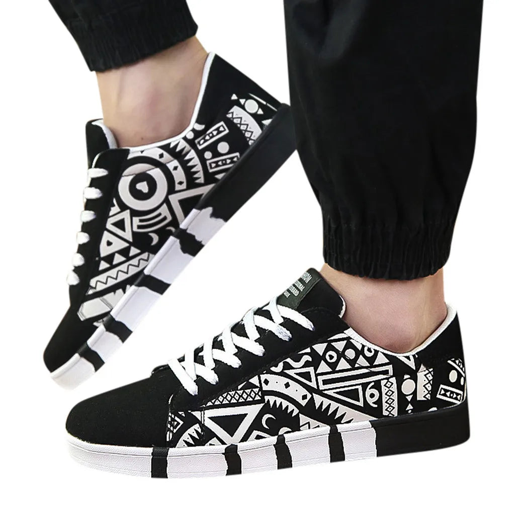 Men's Boho Canvas Sport Lace-Up Tennis Shoes