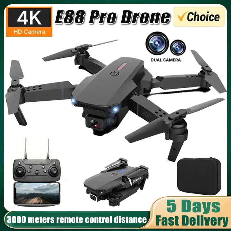 New E88Pro RC Drone 4K Professional With 1080P Wide Angle Dual HD Camera