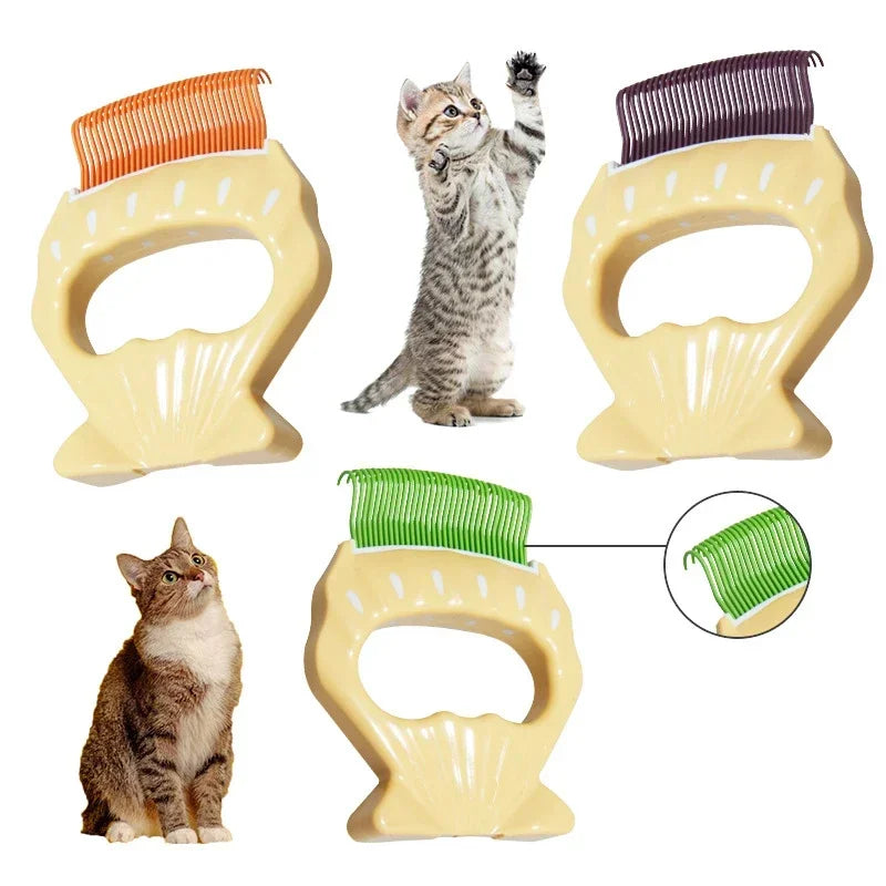 Pet Cat Comb Massage Brush with Shell Shaped Handle