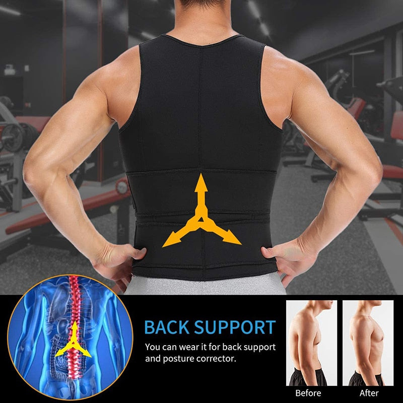 Neoprene Shapers Sweat Vest for Men with Double Zipper for Sauna Suit - goodfitforyou23