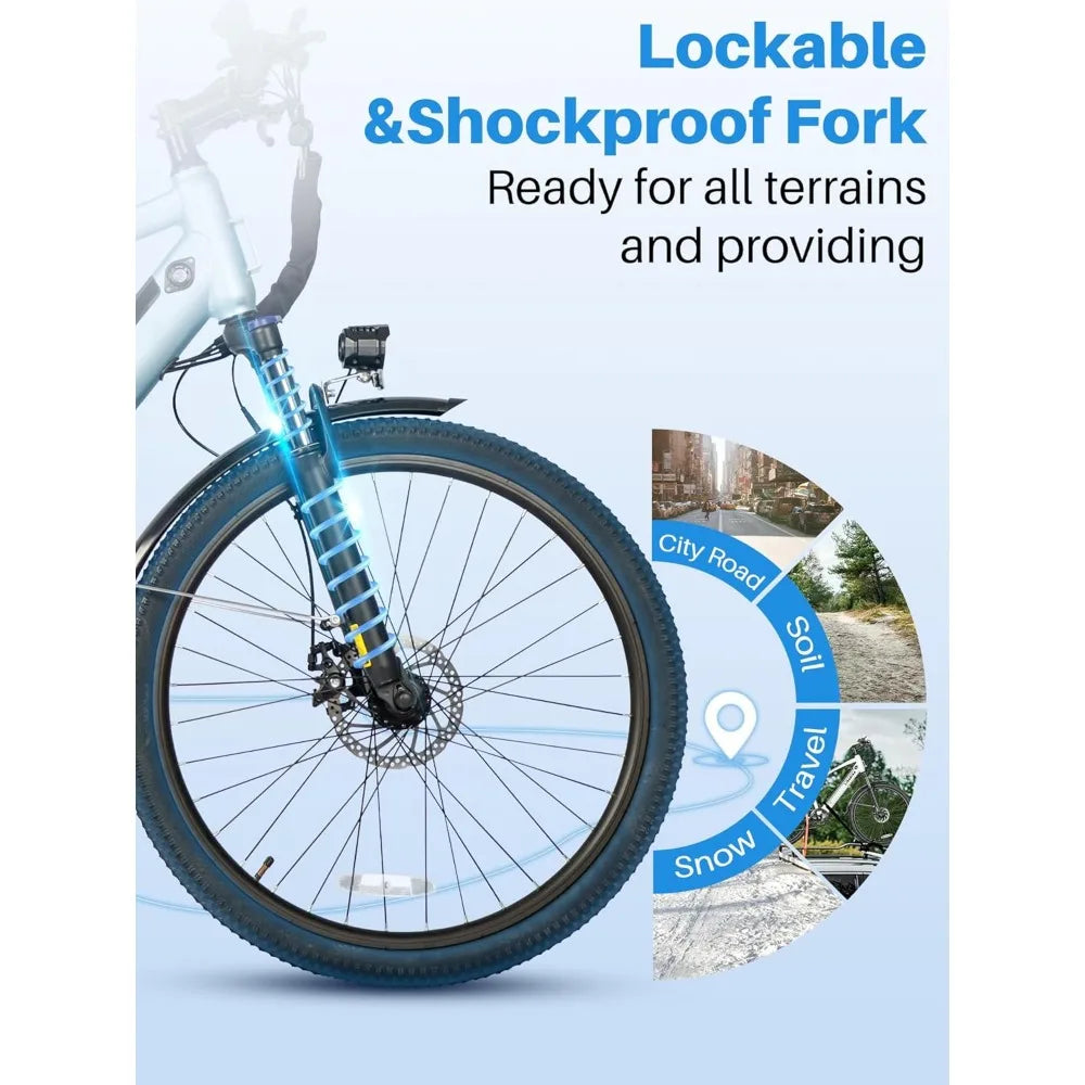 26" Electric Bike for Adults with Peak 500W Brushless Motor