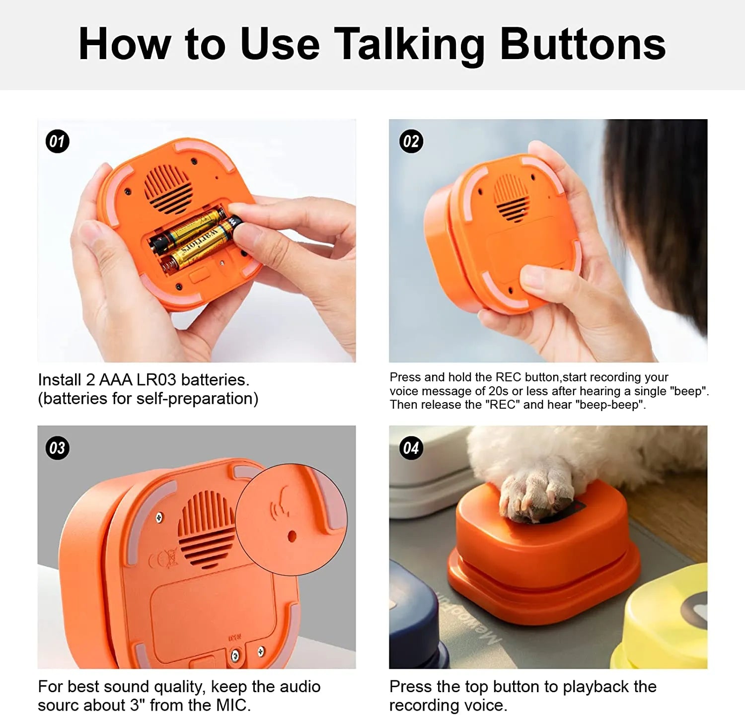 Interactive Record Talking Dog Button Vocal Training - goodfitforyou23