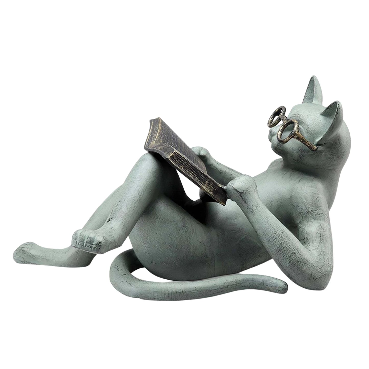 Miniature Reading Glasses Cat Literature Read Figurine