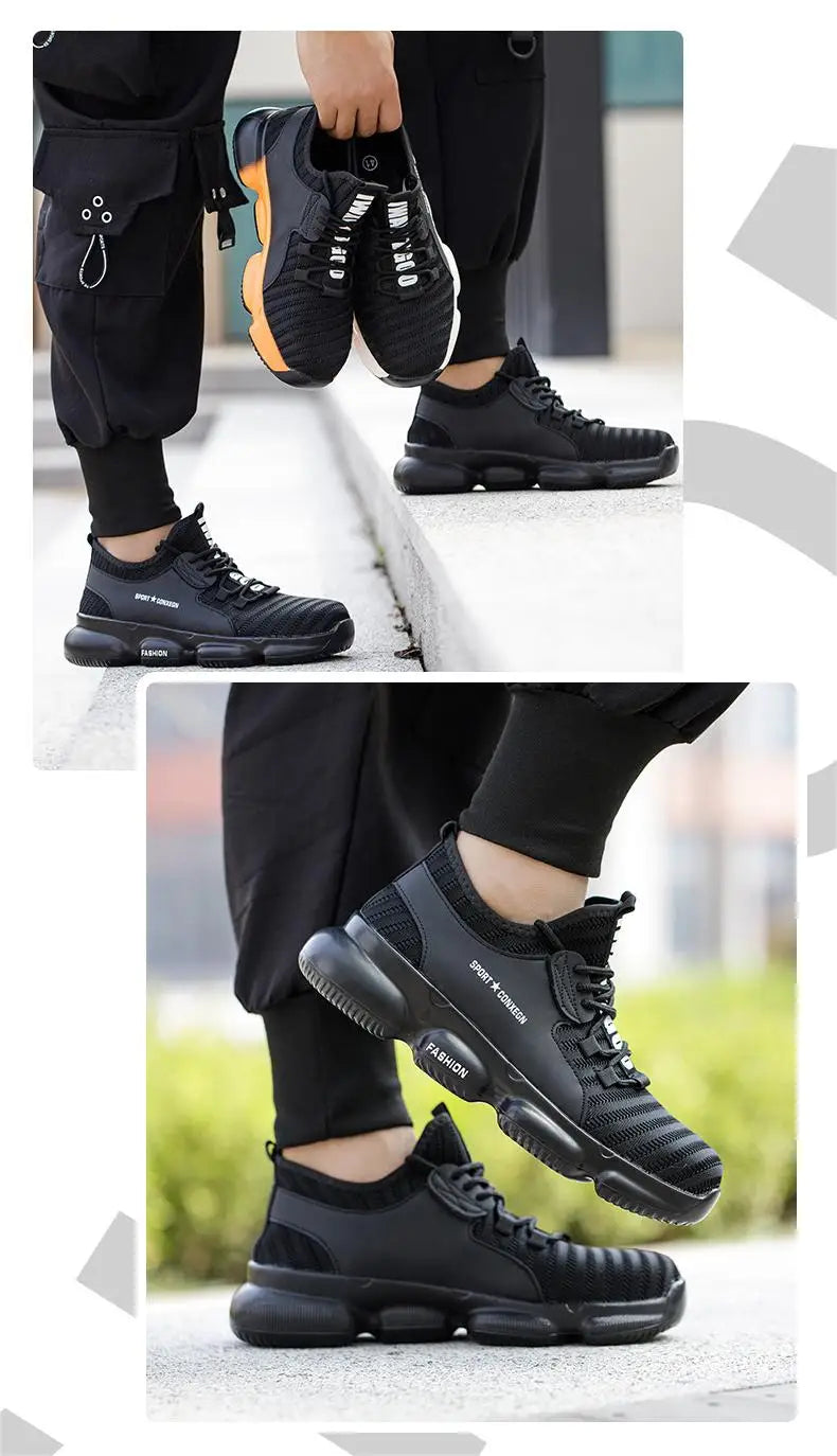 Men's Work Sneakers Steel Toe Puncture-Proof Safety Shoes