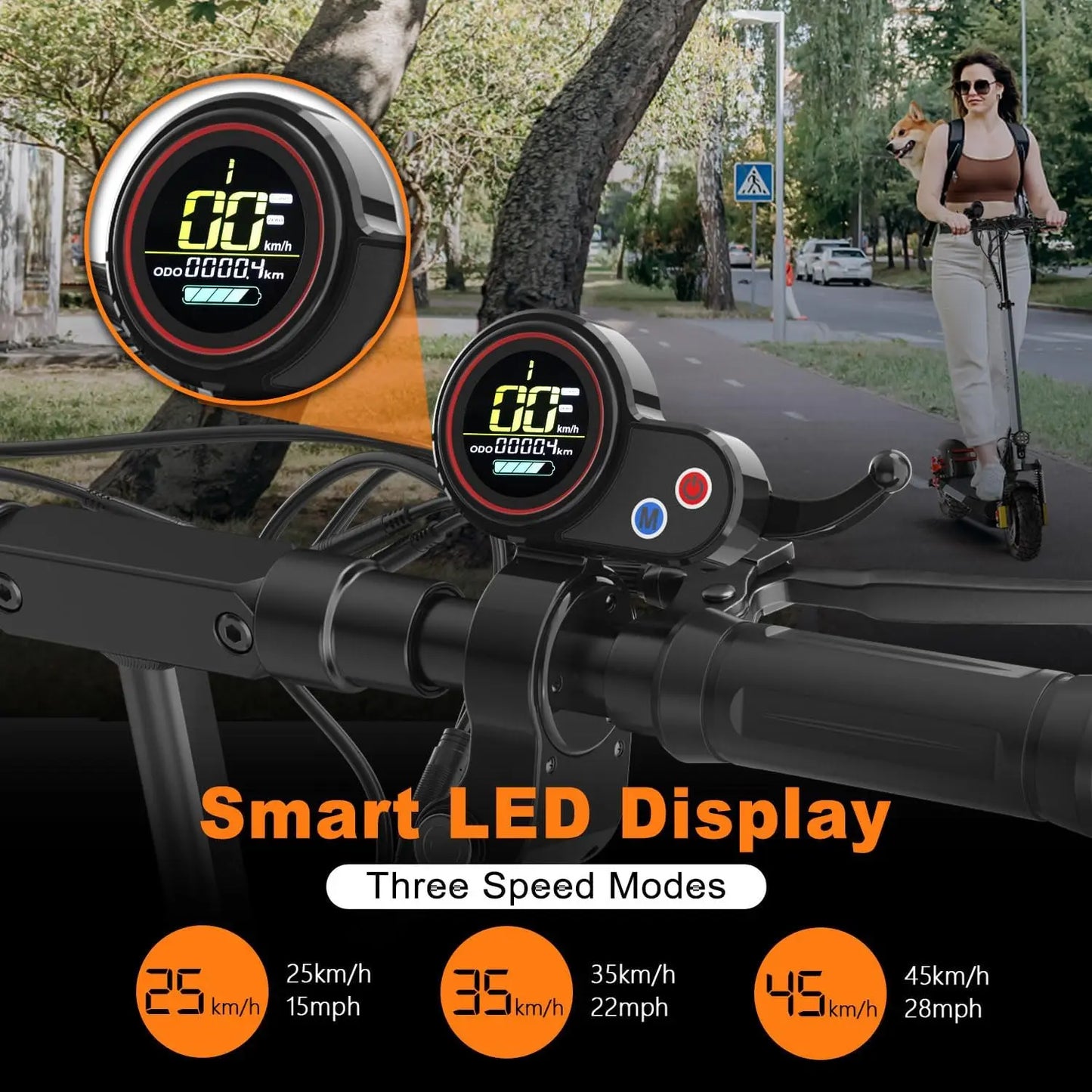 800W Electric Scooter 48V 12.5Ah Up To 25-45KM/H 20-30KM Range