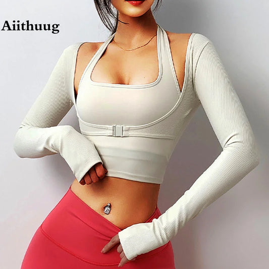 Padded Gym Long Sleeve Women Yoga Shirts