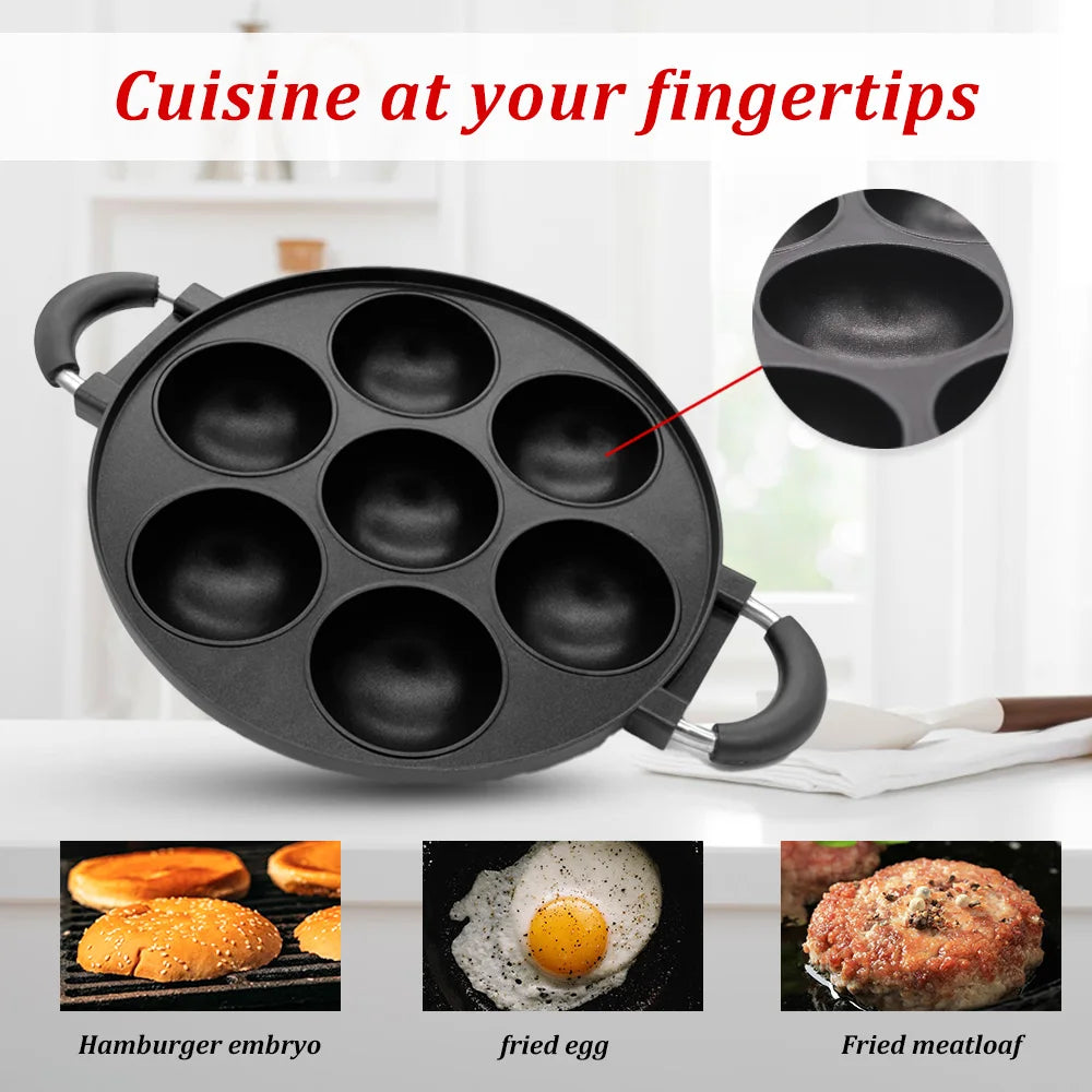 7 Hole Cooking Cake/Omelette Pan Cast Iron