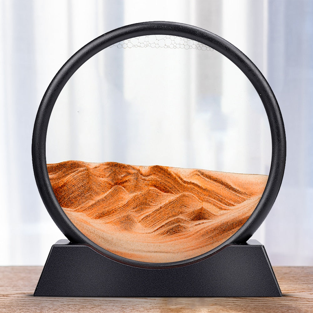 Moving Sand Art Picture Round Glass 3D Hourglass - goodfitforyou23