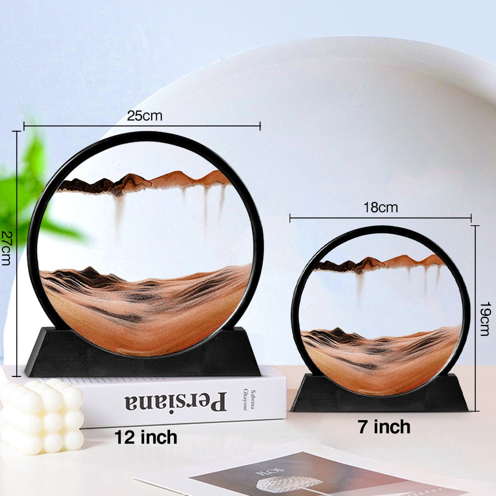 Moving Sand Art Picture Round Glass 3D Hourglass - goodfitforyou23