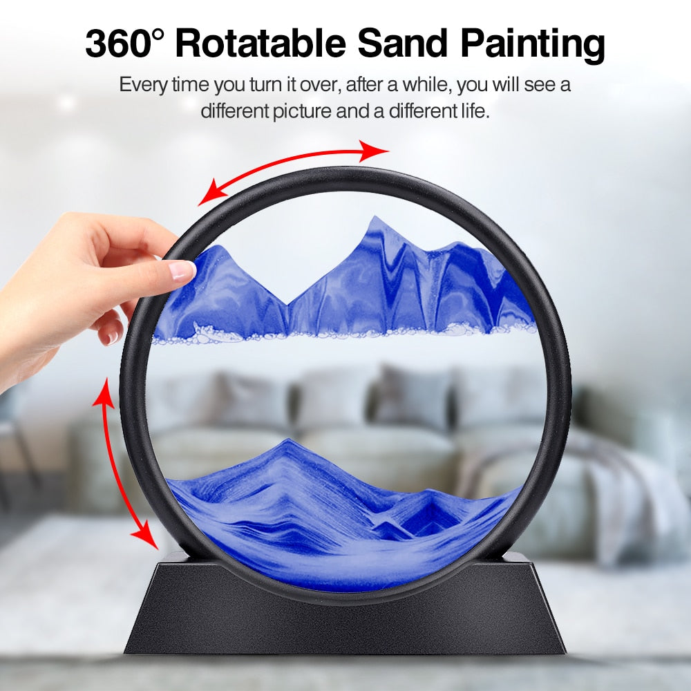 Moving Sand Art Picture Round Glass 3D Hourglass - goodfitforyou23