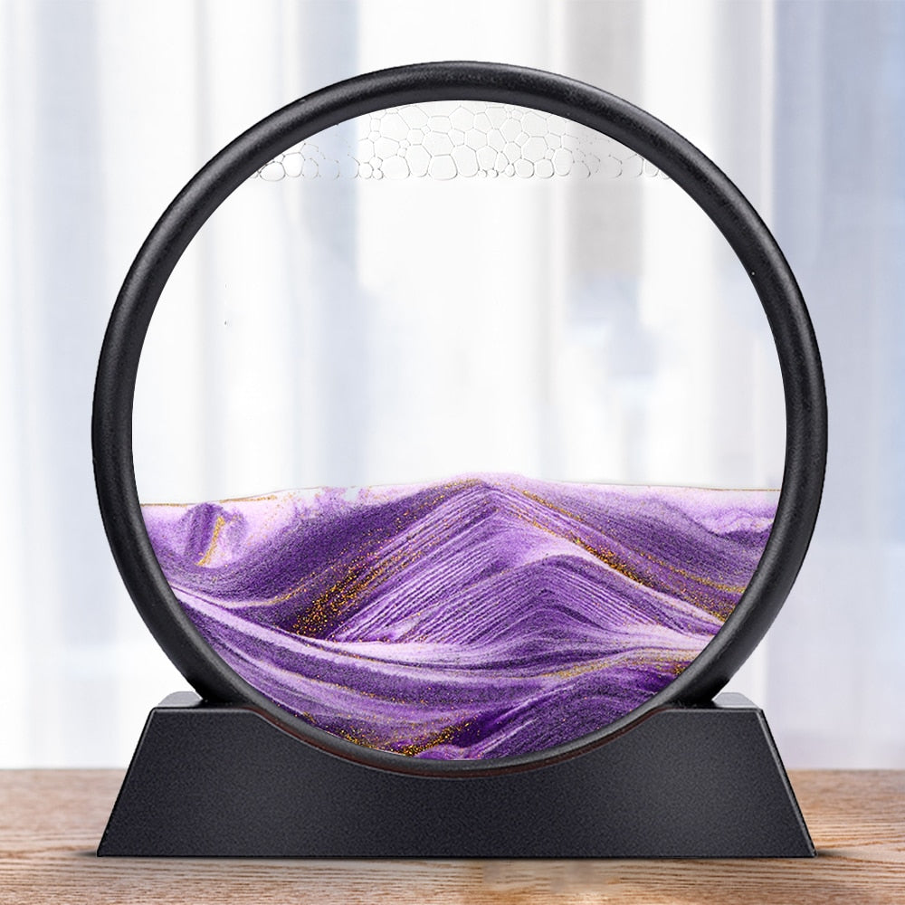 Moving Sand Art Picture Round Glass 3D Hourglass - goodfitforyou23